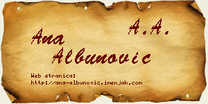 Ana Albunović vizit kartica